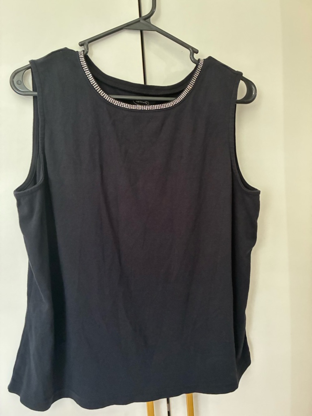 Talbots Black Sleeveless Tank with Rhinestone Trim